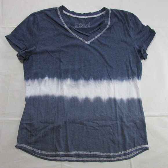 Panhandle Women's Short Sleeve V Criss Cross Neck Tie Dye T-Shirt Navy - Picture 1 of 2
